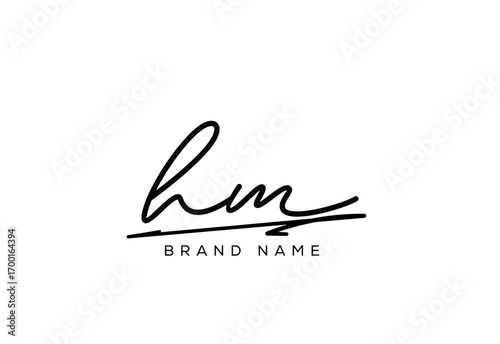 HM letter elegant cursive beauty handwriting logo.