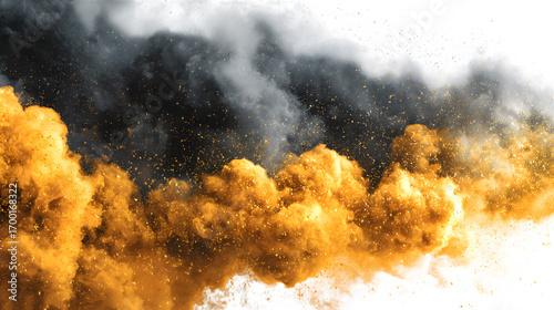 Abstract gold and black smoky gradient for elegant Halloween vibe, isolated on white background