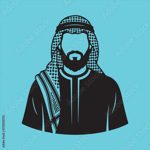 Spooky cartoon illustration of a man bred and face 