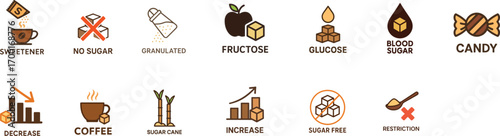 Sugar and Sweetener Icon Set
