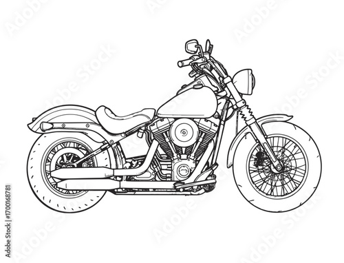 Black motorcycle with a white seat and a red light on the front
