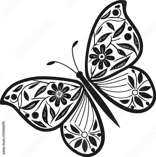 Beautiful butterfly with floral patterns, a stunning vector illustration
