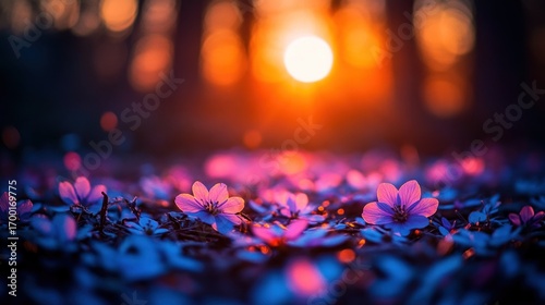 Wallpaper Mural Sunset blooms in a forest Torontodigital.ca