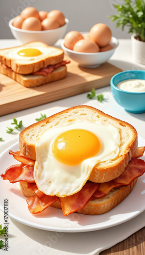 Drawing of sandwich and fired egg