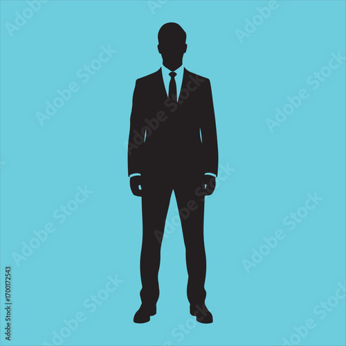 Businessman silhouette standing in suit and tie confident professional executive