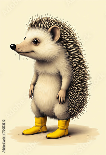 Drawing hedgehog standing 