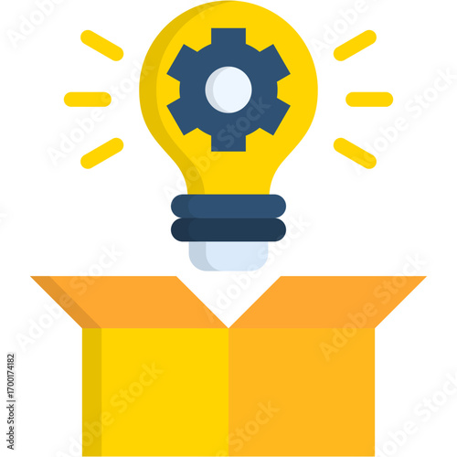 Creative Solution Lightbulb with Gear Icon