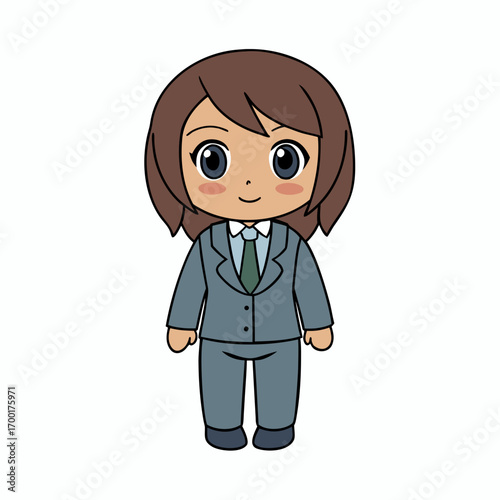 Charming Cartoon of a Professional Woman Depicting a Businesswoman in a Formal Suit