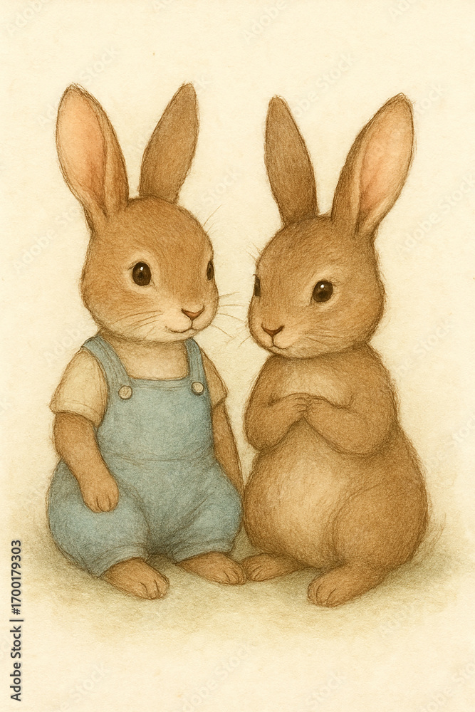 Fototapeta premium easter bunny and easter eggs