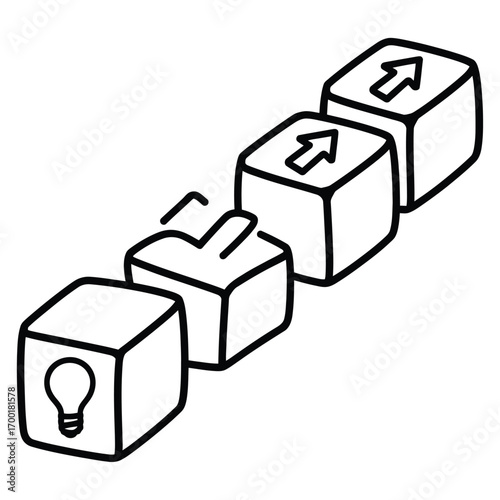 Blocks showing progression from idea to growth and success