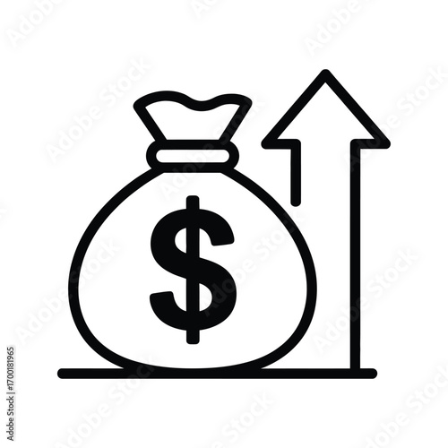 Money bag with upward arrow icon symbolizing financial growth