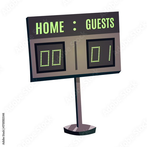 Scoreboard Digital Display Showing Game Results