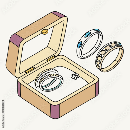 Elegant rings displayed in a jewelry box, symbolizing everlasting love and commitment for couples