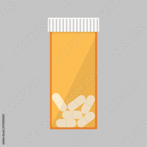 Pharmaceutical drug container with caplets, representing medical therapy and wellness concept