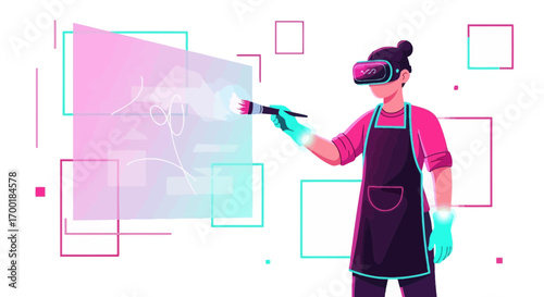 Virtual reality painting session, innovation in artistic expression and creative technology, vr