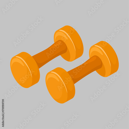 A pair of orange dumbbells for strength training, fitness workouts, and a healthy lifestyle