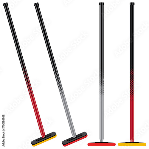curling brooms vector illustration drawing,