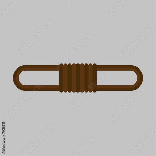 Rolled up brown rope tied in a loop, a simple graphic illustration on a neutral background