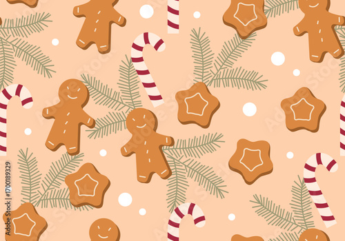 Christmas seamless pattern. Christmas seamless pattern with gingerbreads