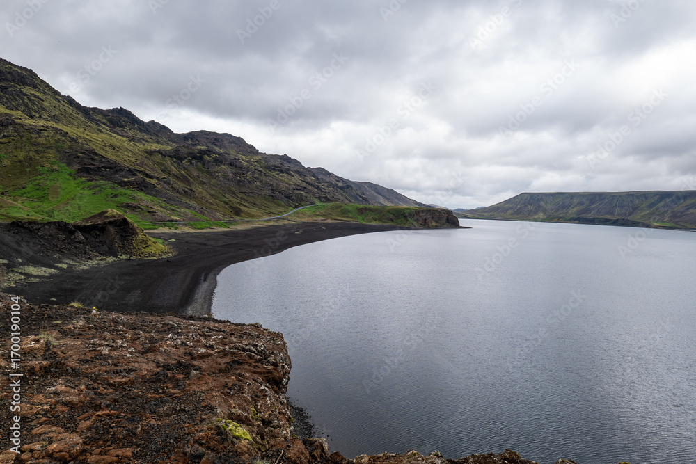 Naklejka premium Kleifarvatn lake on Reykjanes Peninsula in Iceland