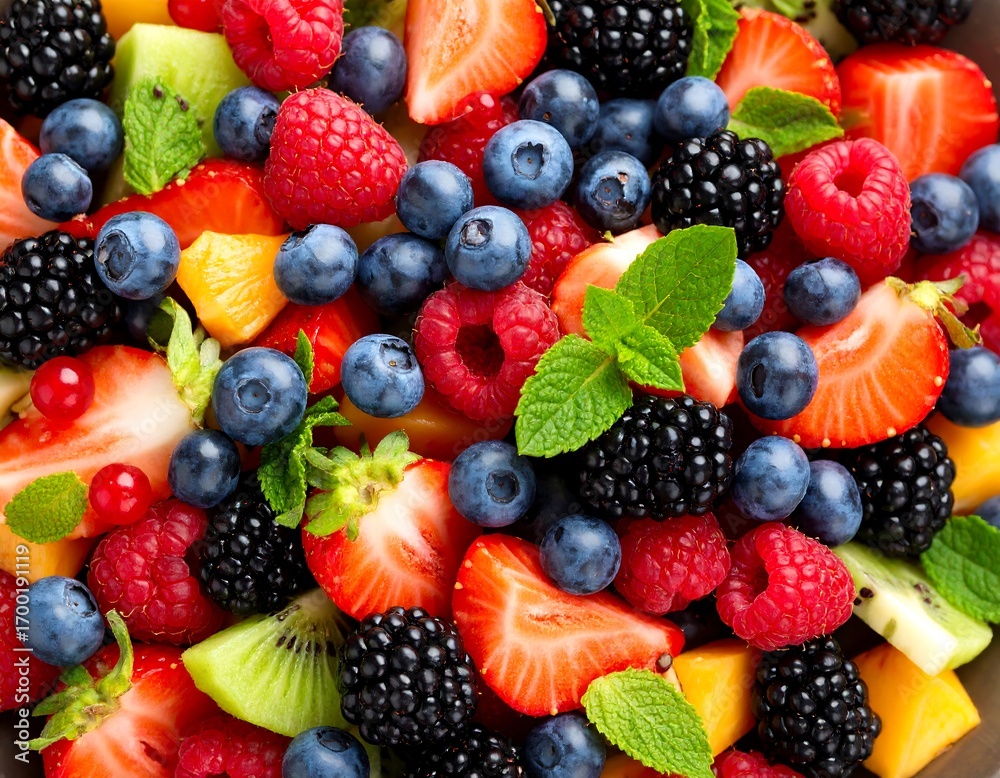Fototapeta premium Colorful fruit salad close-up (2)