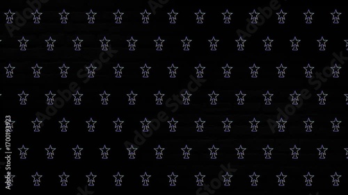Animated black background with moving colored icons symbolizing the winner's cup and champion's awards.