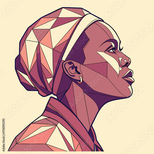 a giometric pattern vector art of a women