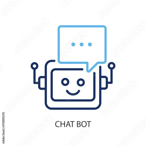 Chat bot thin line vector icon.