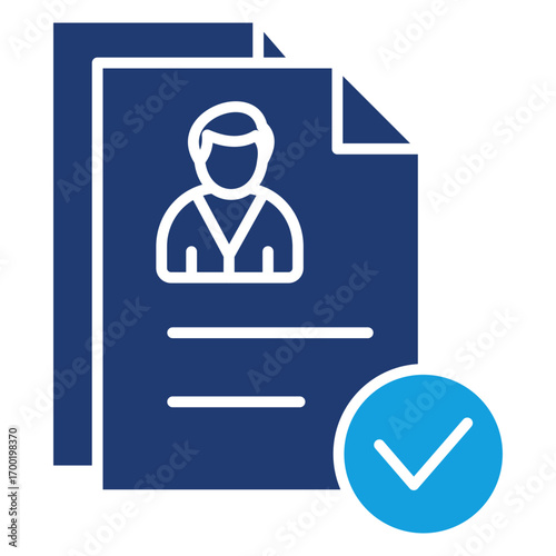 Employment Contract Flat Blue Icon
