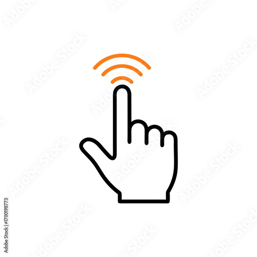Hand pointing finger with signal waves vector illustration