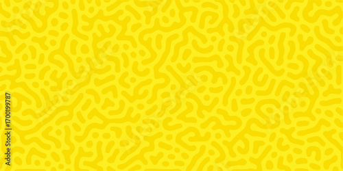 Seamlessly textured golden yellow melon skin pattern for a vibrant fruit-inspired design. Monochrome Turing reaction background. Abstract diffusion pattern with chaotic shapes. Vector illustration.