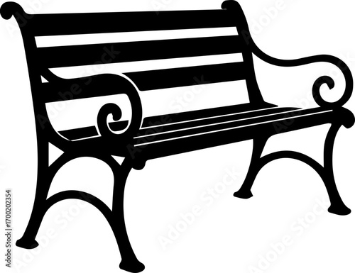 Vintage Park Bench Silhouette Icon