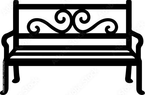 Vintage Park Bench Silhouette Icon