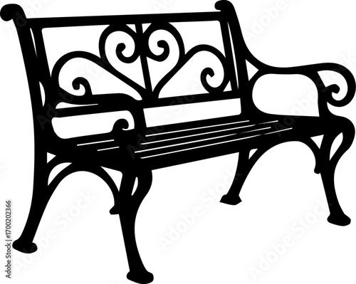 Vintage Park Bench Silhouette Icon