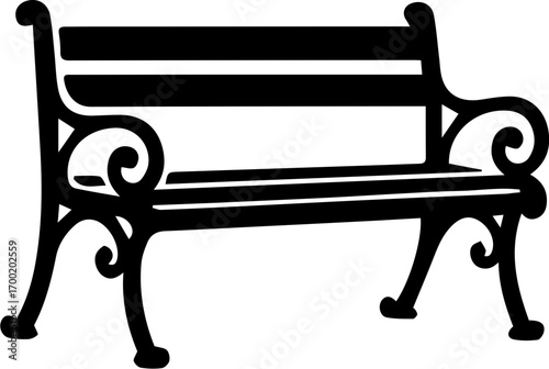 Vintage Park Bench Silhouette Icon