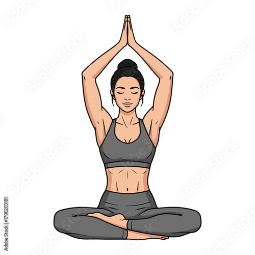 Serene Yoga Pose: A digitally crafted depiction of a graceful figure immersed in the meditative embrace of yoga, showcasing a tranquil state of mind.