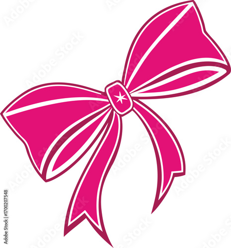 Stylized Ribbon Bow Silhouette Vector, Elegant Decorative Bow Outline Design, Minimalist Ribbon Knot Silhouette Illustration, Fashion Accessory Ribbon Bow Vector