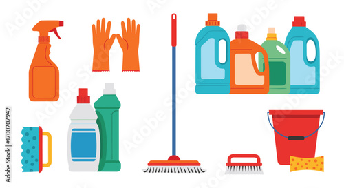 Essential home cleaning supplies and tools for a spotless living space