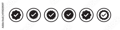 Verified badge icon tick, check marks set symbol, guaranteed safety person sign,checkmark signs, account verification icon, vector illustration eps 10.