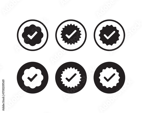 Verified badge icon set, tick social media, Check and Approved, Accept, Instagram verified badge icon, vector illustration eps 10.