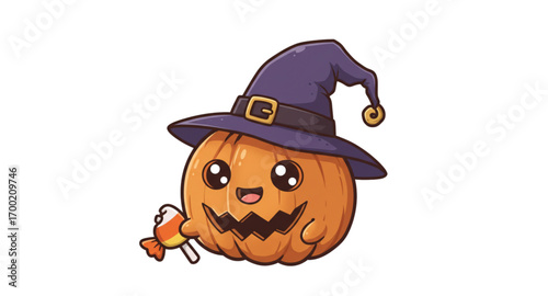 halloween pumpkin with witch
