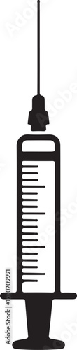 Simple Vector Icon of Injection Syringe in Black and White