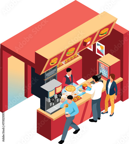 vector illustration of people in restaurant