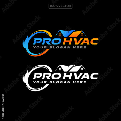 graphic vector of heating and cooling business logo design template vector