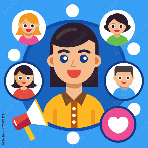 Blogging and digital storytelling – flat vector illustration. Vector illustration of content creators writing blogs and articles for inbound marketing and brand promotion.