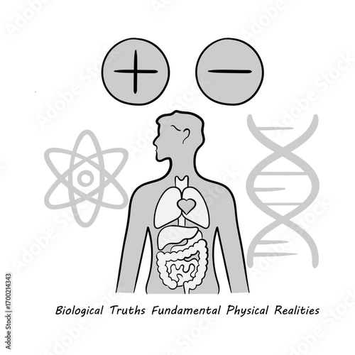 Biological Truths Fundamental Physical Realities Icon | Life, Energy, Wellness, Healing, Hand Drawn Illustration