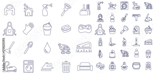 Cleaning icons set. Washing, cleaning, laundry symbol. Vector illustration