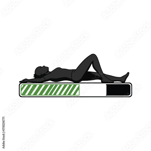 Relaxation Progress Bar Woman Silhouette Lying Down Resting Recharging Wellness Stress Relief Illustration