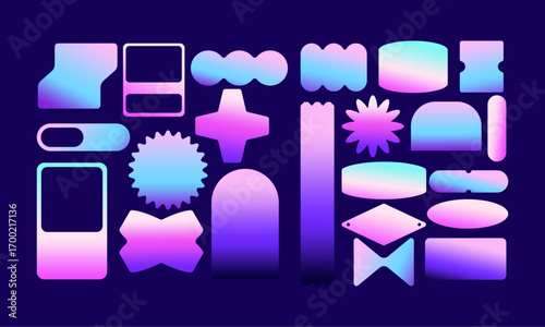 Gradient label banner layout copy space blank sticker set collection background for text isolated editable