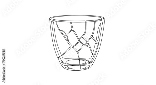 Abstract illustration of a fragile vessel with an intricate fracture pattern, embodying modern design and the beauty of resilience